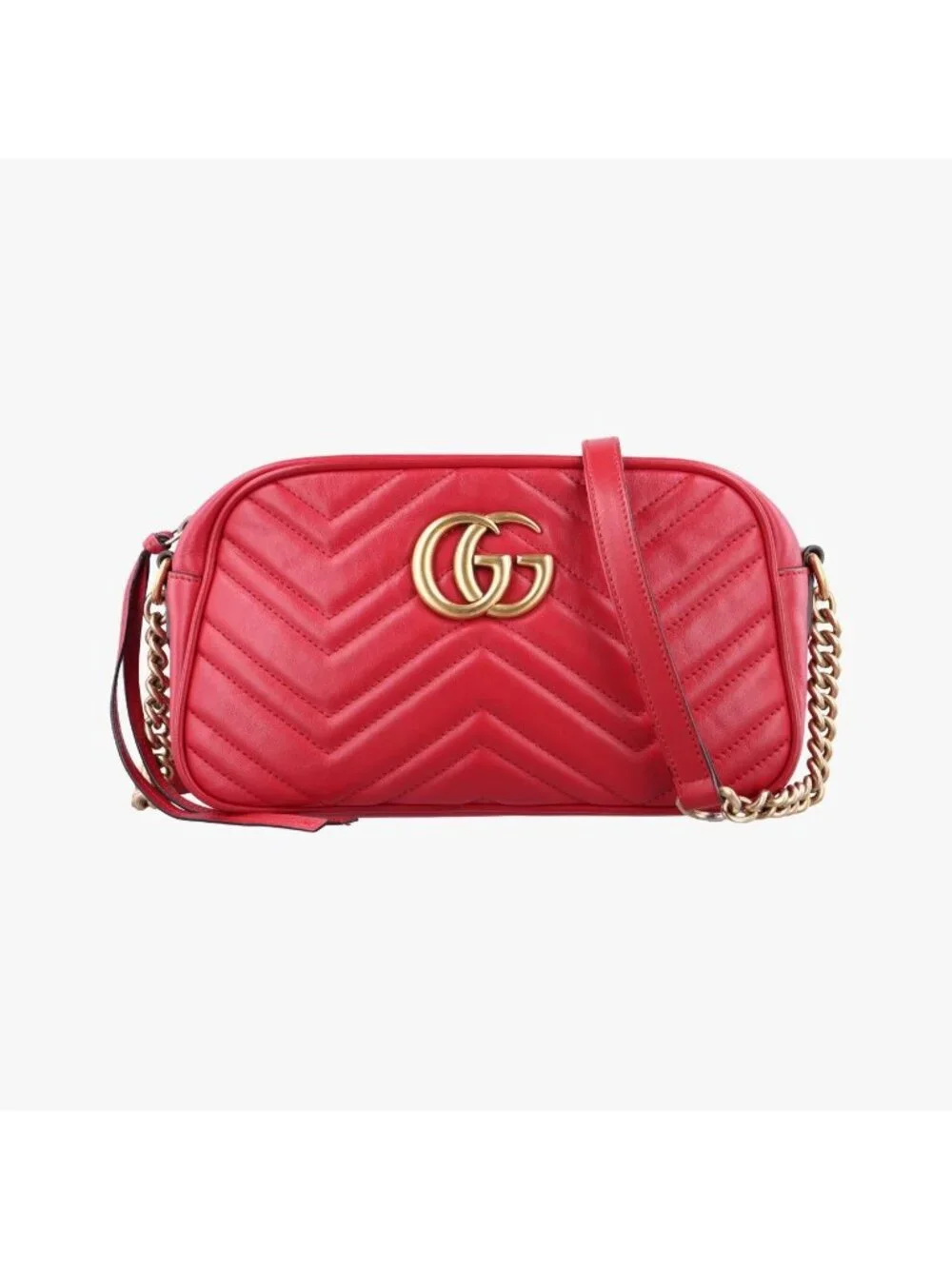 Gucci GG Marmont Red Leather Shoulder Bag